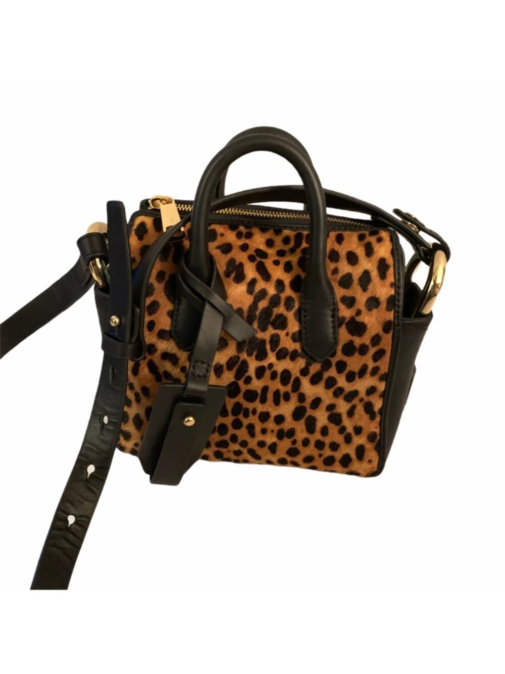 J Crew Genuine Calf Hair Crossbody Leather Mini Satchel Sahara Brown (Leopard) - Picture 6 of 12